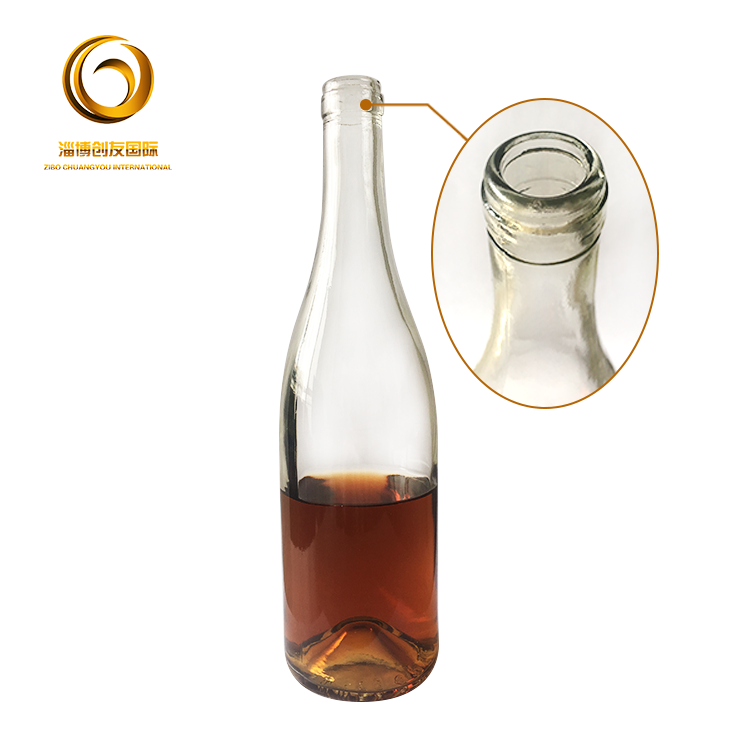 Wholesale 750 ml Burgundy sample size sparkling wine bottle CY-019