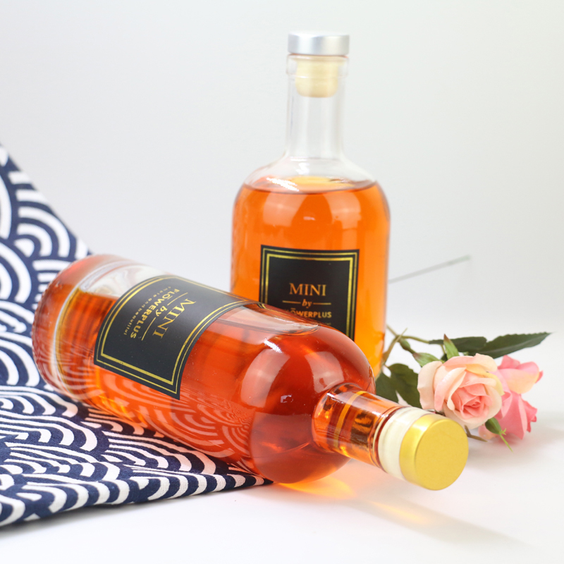 Wholesale 750 ml glass empty wine bottle with cork for fruit wine ice wine