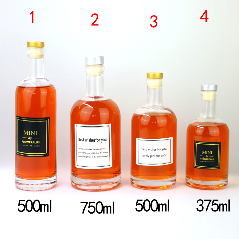 Wholesale 750 ml glass empty wine bottle with cork for fruit wine ice wine
