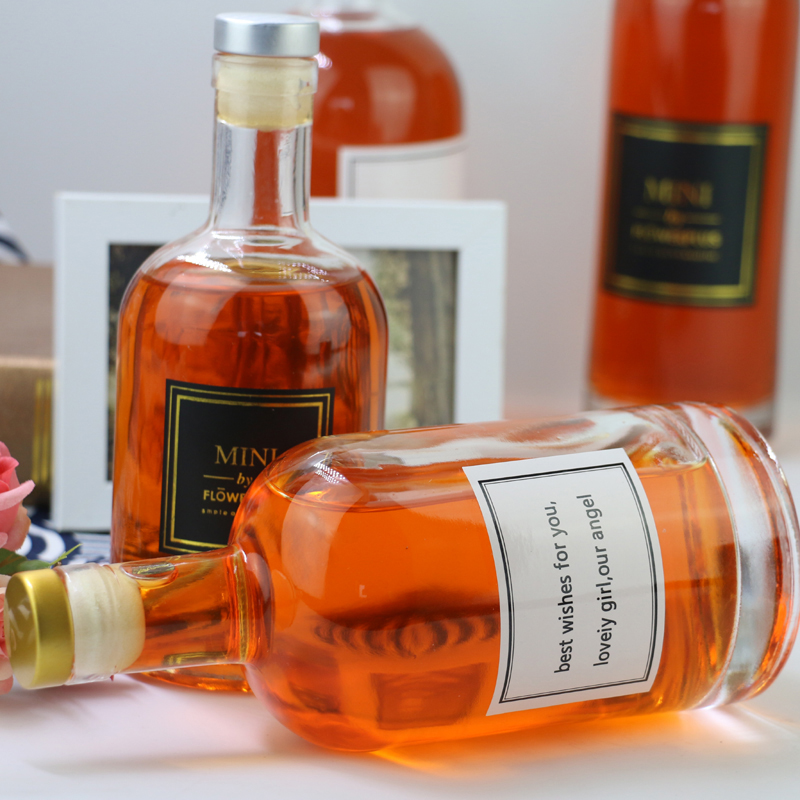 Wholesale 750 ml glass empty wine bottle with cork for fruit wine ice wine