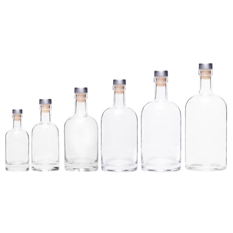 Wholesale 750ml 500ml 375ml 200ml 100ml Vodka Spirit Gin Rum Glass Liquor Bottle with Cork