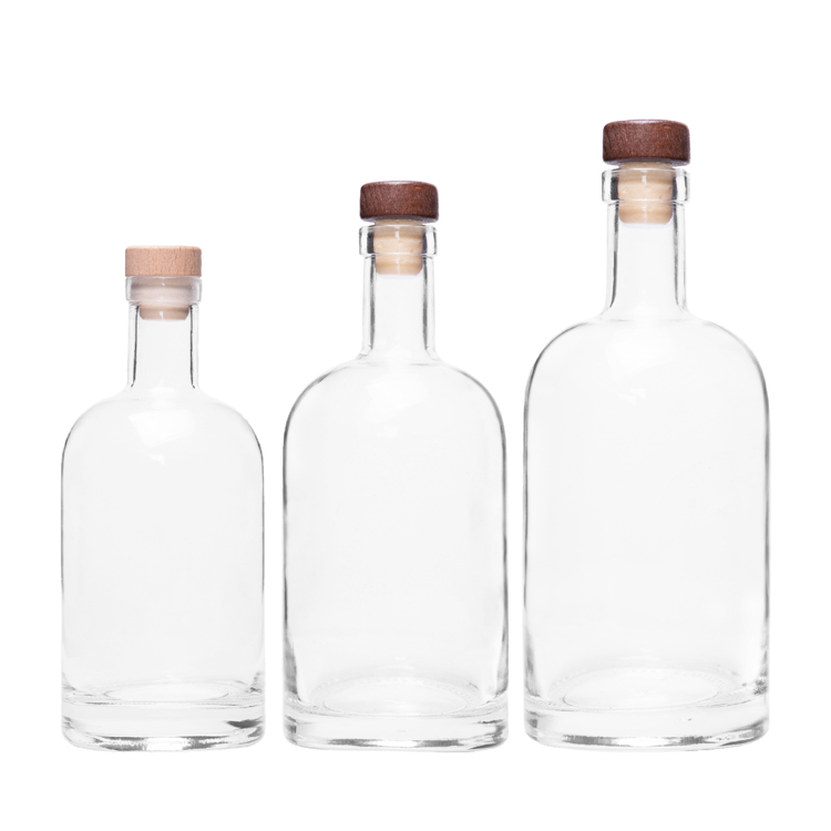 Wholesale 750ml 500ml 375ml 200ml 100ml Vodka Spirit Gin Rum Glass Liquor Bottle with Cork