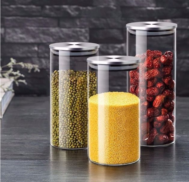 Wholesale 750ml 950ml 1300ml food grade borosilicate airtight glass jar for kitchen storage
