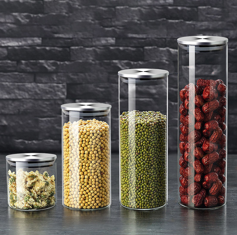 Wholesale 750ml 950ml 1300ml food grade borosilicate airtight glass jar for kitchen storage