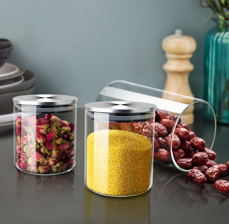 Wholesale 750ml 950ml 1300ml food grade borosilicate airtight glass jar for kitchen storage