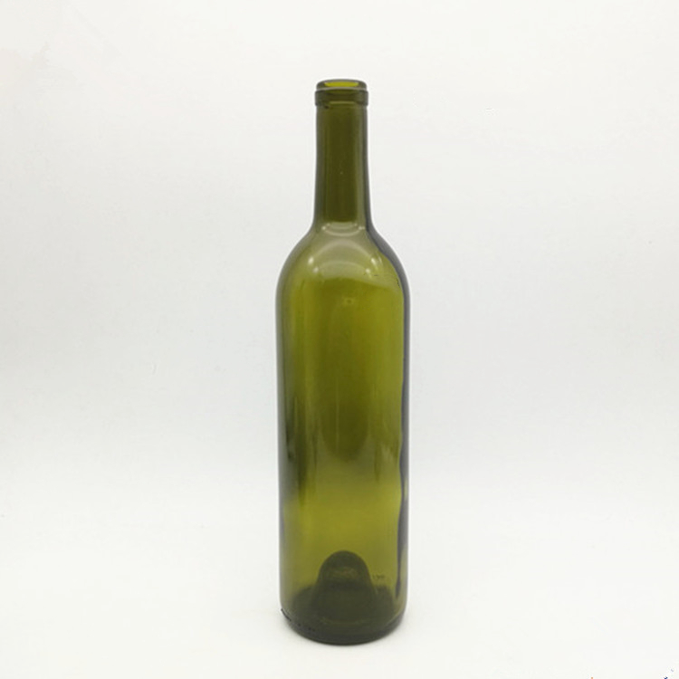 Wholesale 750ml clear green amber frosted empty wine bottles bordeaux glass bottles with cork and caps