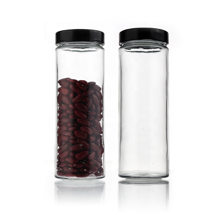Wholesale 75ml 100ml 150ml 200ml 250ml 300ml 380ml Tall Round Cylinder Straight Honey Jar Glass Food Herb Storage Jars