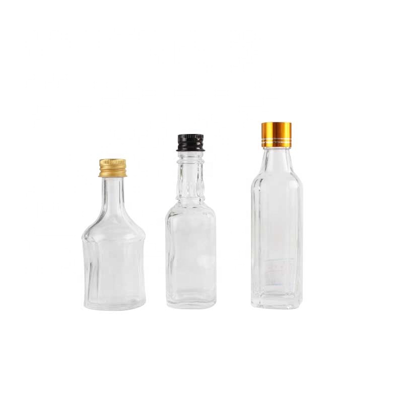 Wholesale 75ml 100ml Round Shape Mini Empty Liquor Glass Bottles with Aluminum Cap