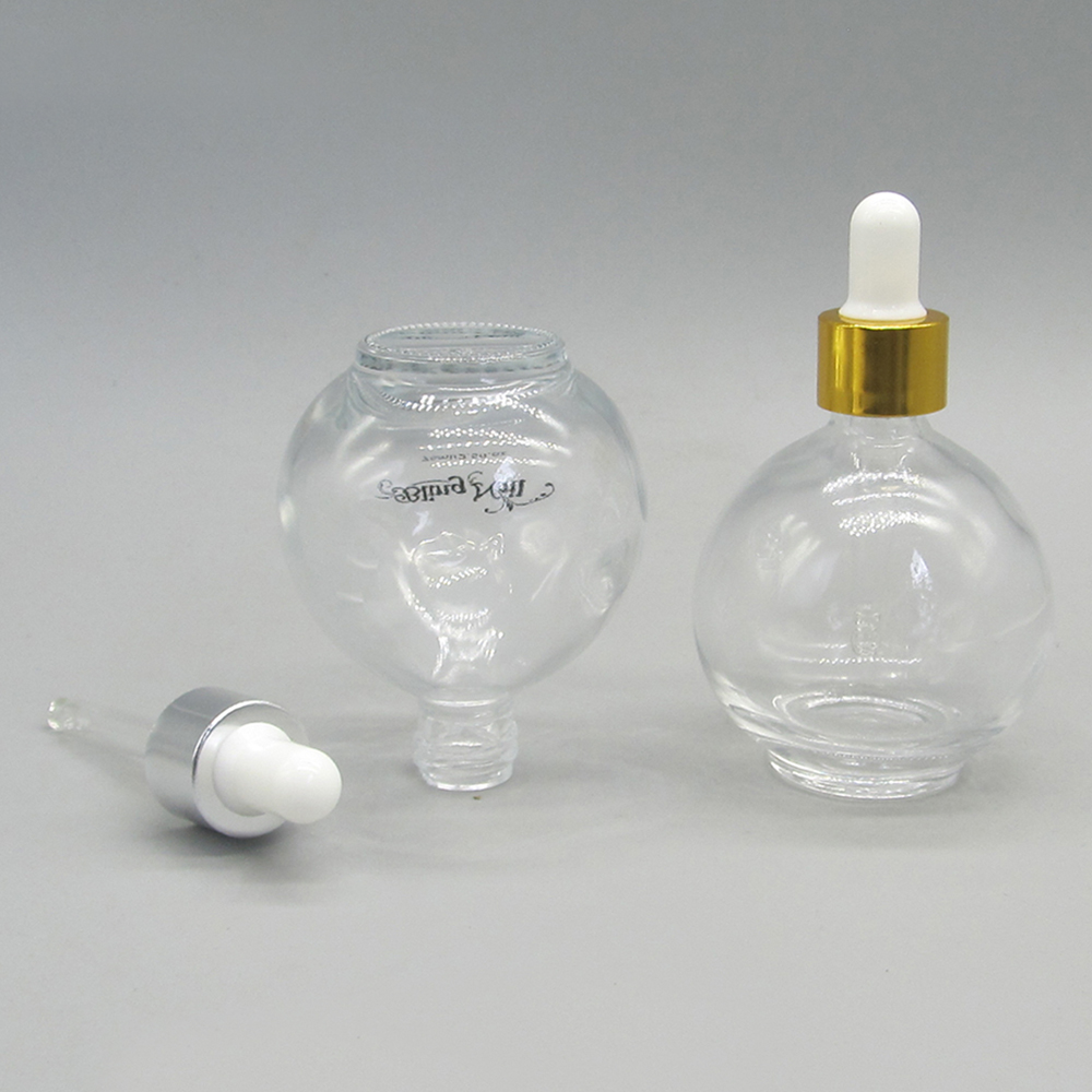 Wholesale 75ml Clear Ball Shape Glass Clear Dropper Bottle
