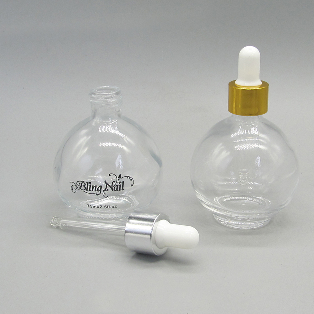 Wholesale 75ml Clear Ball Shape Glass Clear Dropper Bottle