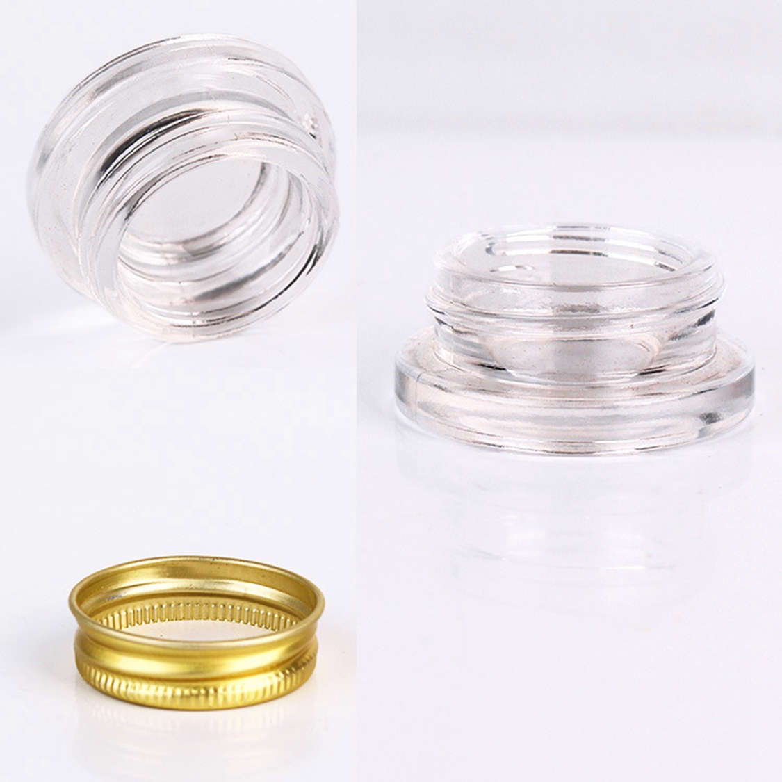 Wholesale 7g 7ml Clear Glass Jar cream jars with aluminum gold Cap sliver cap free sample high quality in stock