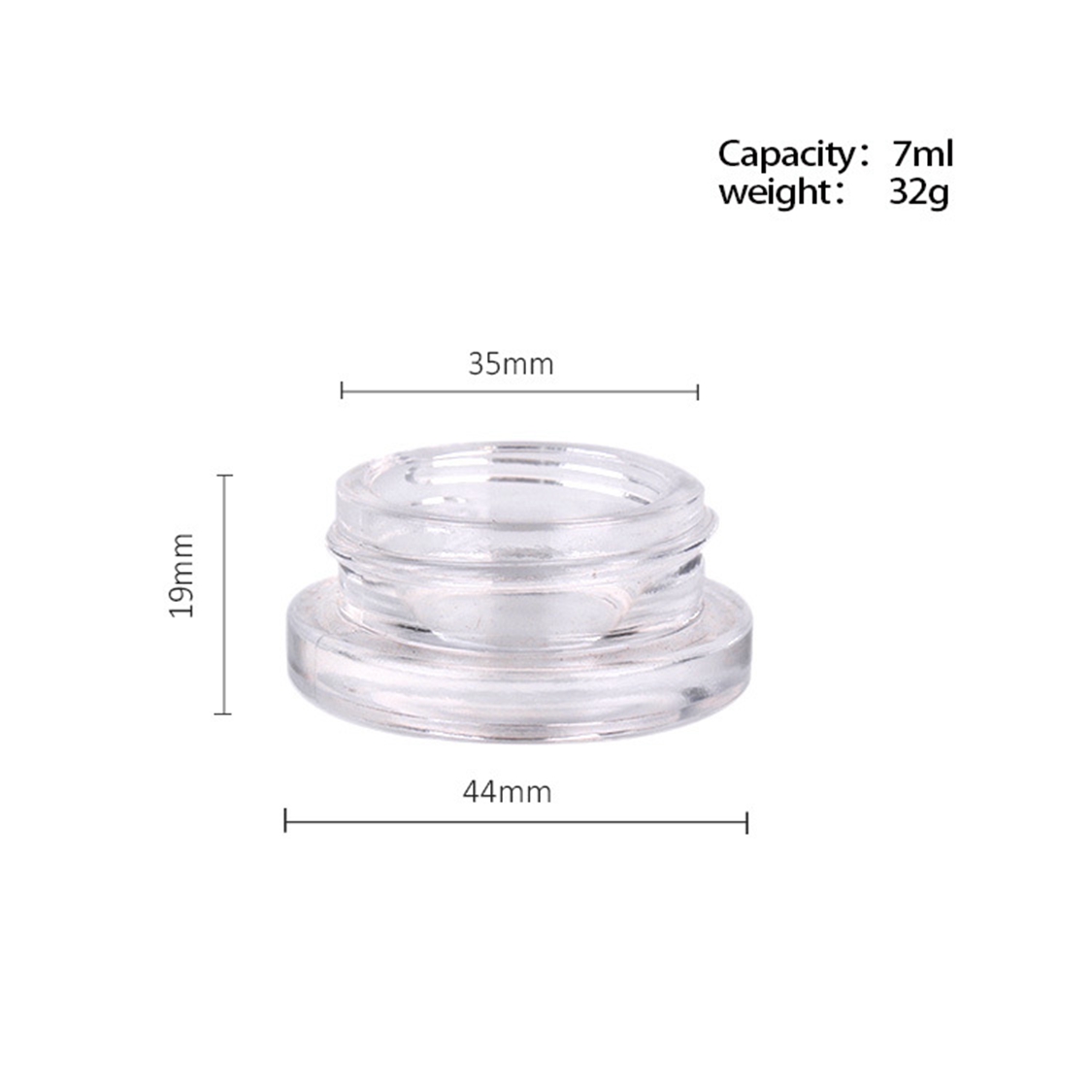 Wholesale 7g 7ml Clear Glass Jar cream jars with aluminum gold Cap sliver cap free sample high quality in stock
