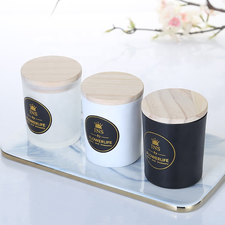 Wholesale 7oz 200ml glass candle container handmade candles jar with wooden lids