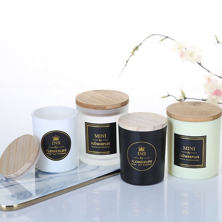 Wholesale 7oz 200ml glass candle container handmade candles jar with wooden lids