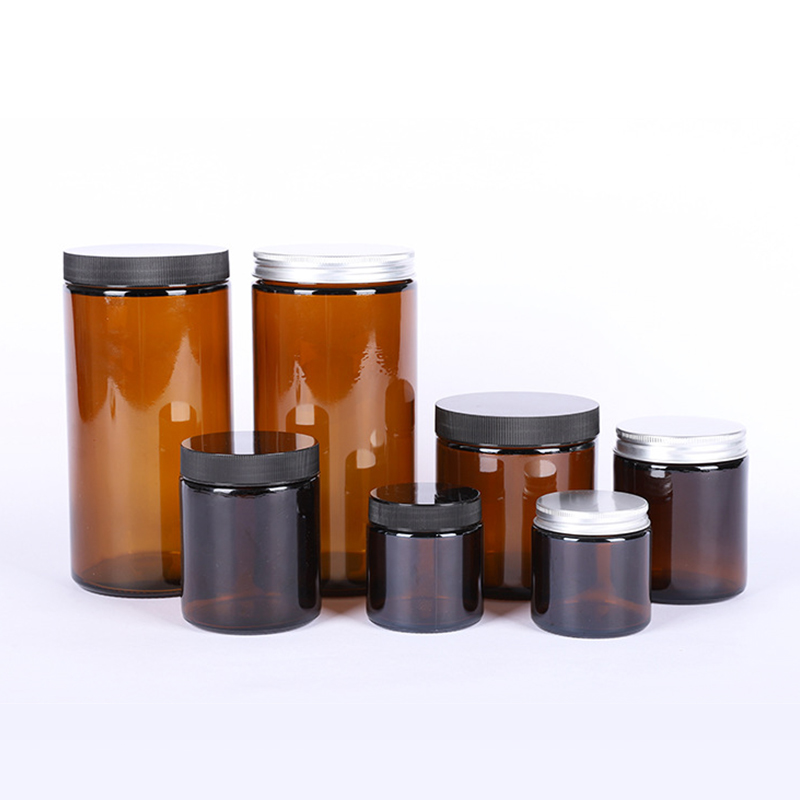 Wholesale 8 oz 17 oz 34 oz lable printing wide mouse design empty amber candle glass jar glass jars for candle making