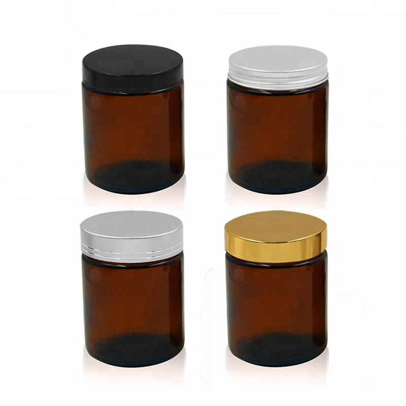 Wholesale 8 oz 17 oz 34 oz lable printing wide mouse design empty amber candle glass jar glass jars for candle making