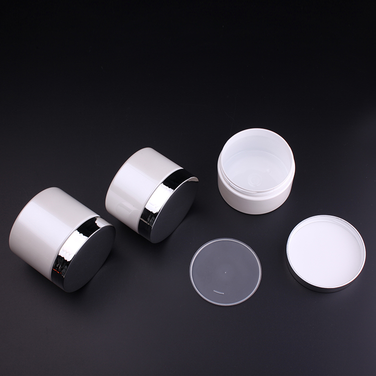 Wholesale 8 oz white color plastic jars container with silver cap