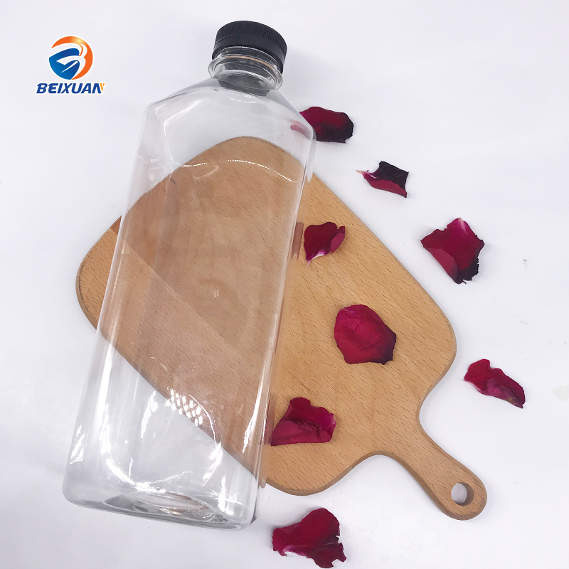 Wholesale 8oz 10oz 12oz 16oz Flat Square Juice Bottle PET Plastic Bottles for Coffee Milk Tea Beverage Whiskey Vodka Beer