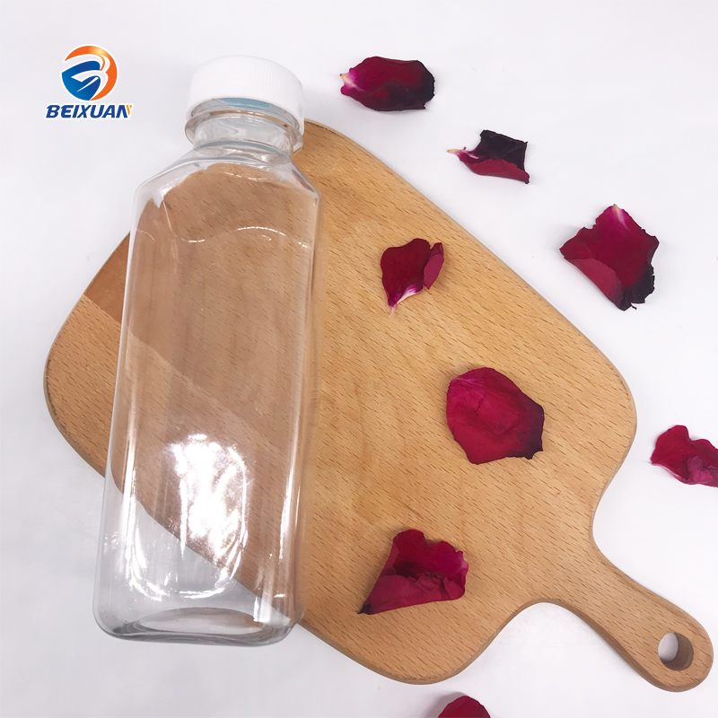 Wholesale 8oz 10oz 12oz 16oz Flat Square Juice Bottle PET Plastic Bottles for Coffee Milk Tea Beverage Whiskey Vodka Beer