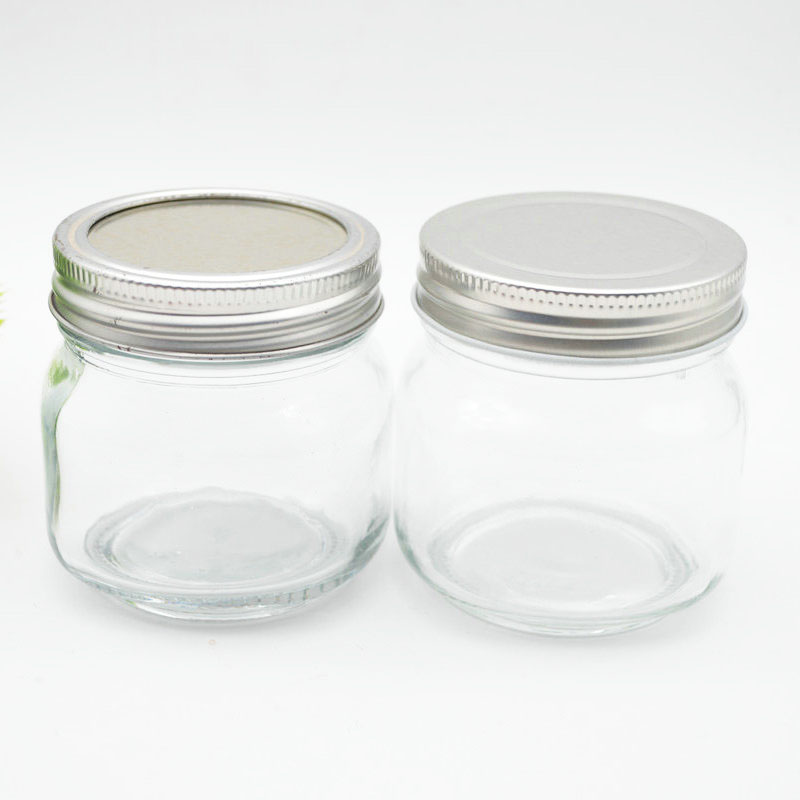 Wholesale 8oz  250ml square- cylinder shape glass jar for honey jam jelly with metal lid