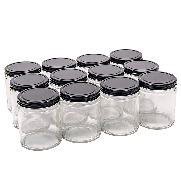 Wholesale 8oz Metal Lid Cosmetic Round Clear Straight Sided Glass Jar For Candle