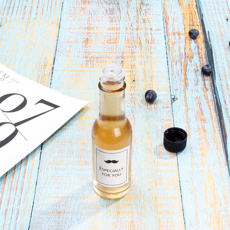 Wholesale 90ml 3OZ Woozy Sauce Glass Bottles Clear Dressing Sauce Bottles Small Spicy Packaging with BlacK Plastic Lids