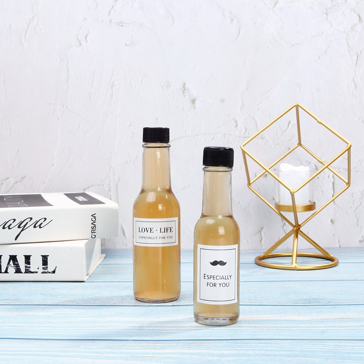 Wholesale 90ml 3OZ Woozy Sauce Glass Bottles Clear Dressing Sauce Bottles Small Spicy Packaging with BlacK Plastic Lids