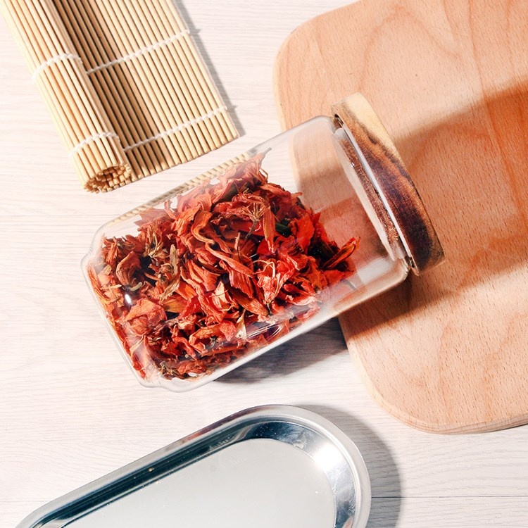 Wholesale 90mm diameter high borosilicate glass jar with acacia lid