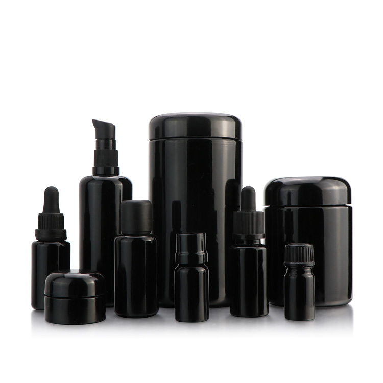 Wholesale Airtight 250ml 500ml Black UV Smell Proof Refillable Tall Wide Mouth Dark Violet Glass Storage Containers Jar