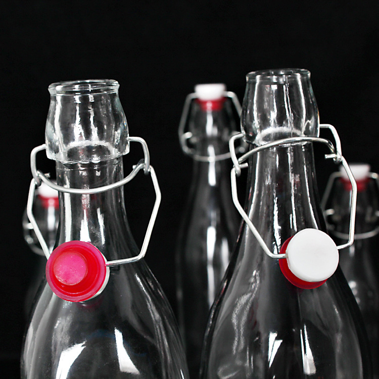 Wholesale Airtight Clip Top Drinking Bulk Transparent Glass Bottles for Juice Milk