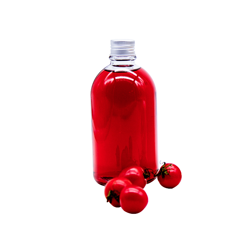 Wholesale Aluminum Cap Clear Round Glass Beverage Bottle Drinking For Kombucha Cold Brew Juice With Logo Printing