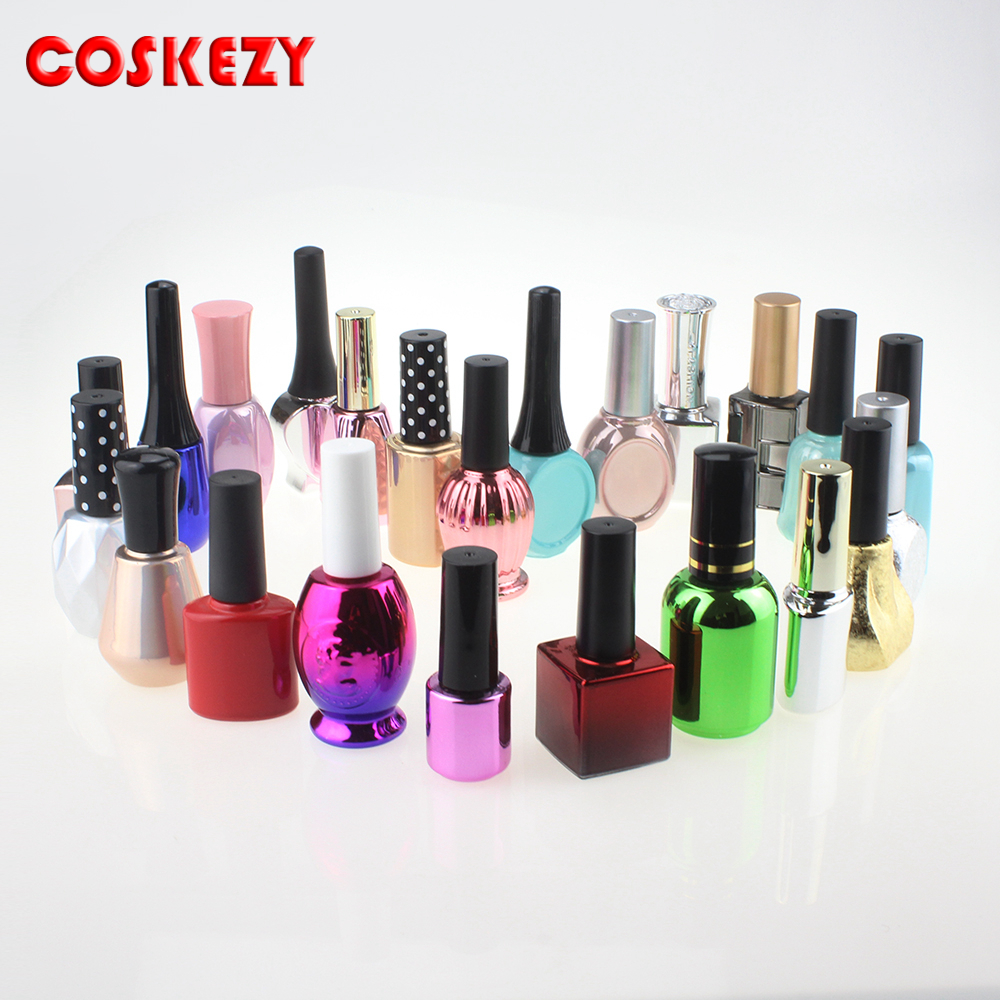 Wholesale Aluminum Cap High Quality Shimmery Colored 15ml Empty Cosmetic Sphere Nail Polish Bottle Package