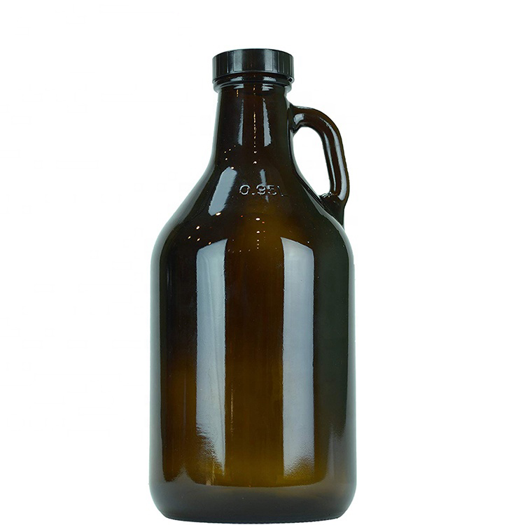 Wholesale Amazon round glass beer growler 64 oz with handle