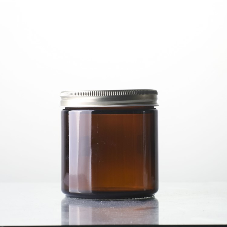 Wholesale Amber 8oz 16 ounce Aluminum Lid And Boxes Frosted Candle Glass Jar
