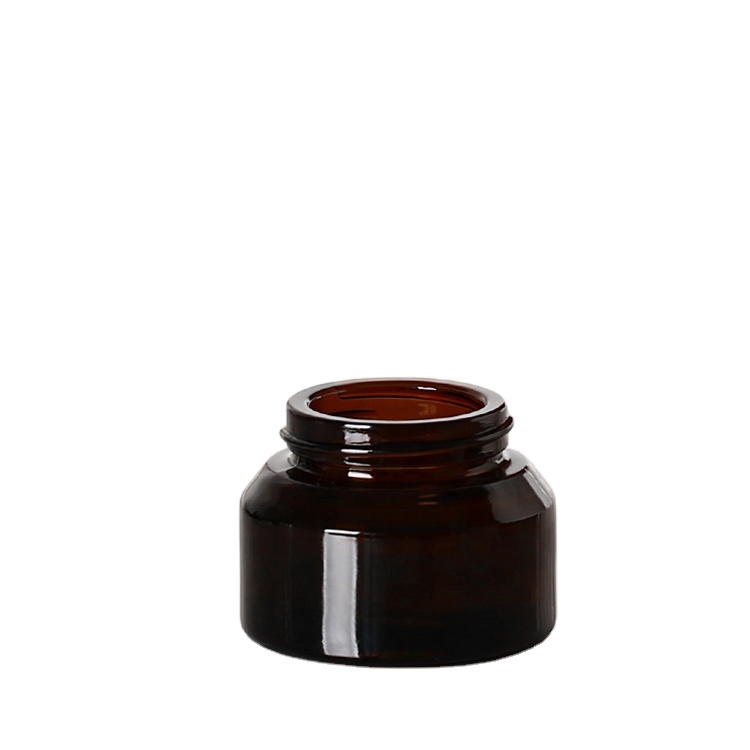 Wholesale Amber Black 15g 30g 50g Oblique Shoulder Skin Care Cream Glass Jars For Cosmetics Glass Packing