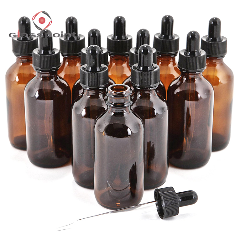 Wholesale Amber Bottle Boston Round Glass Bottle