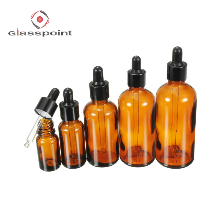 Wholesale Amber Bottle Boston Round Glass Bottle