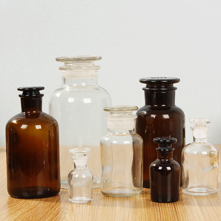 Wholesale Amber Brown 30ml 60ml 125ml 250ml 500ml 1000ml Glass Apothecary Bottle Vase Jar Glass Container Pharmacy Glass Bottle