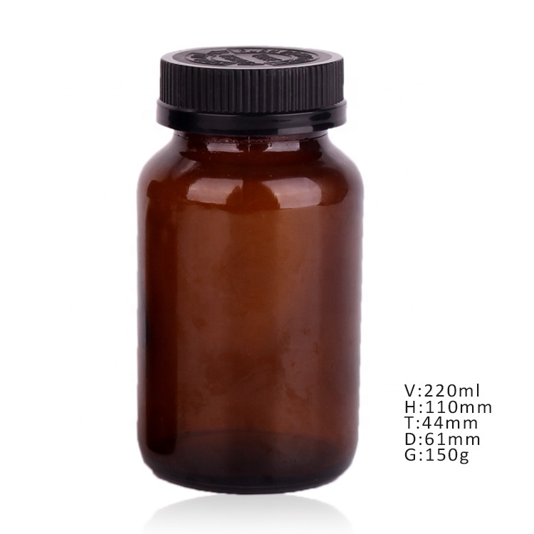 Wholesale Amber Brown 70ml 100ml 200ml Round Boston Medical Pharmacy Glass Pill Capsule