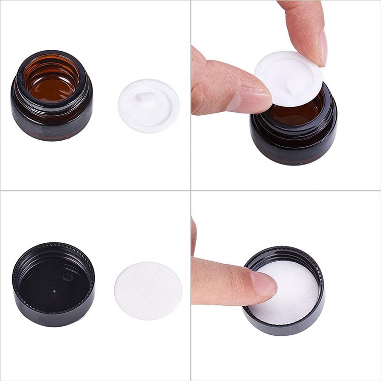 Wholesale Amber Glass Straight Sided cosmetic containers Jars with black lid