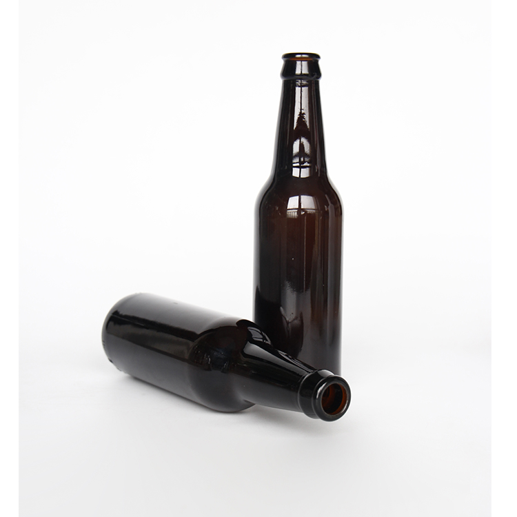 Wholesale Amber Wine Container 330ml Glass Beer Bottle With Crown Lid