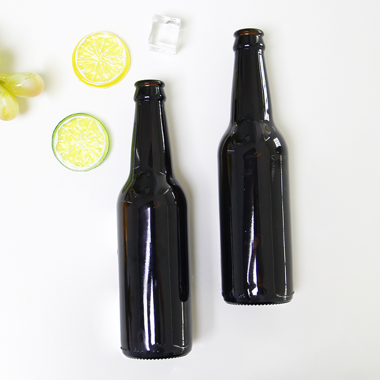 Wholesale Amber Wine Container 330ml Glass Beer Bottle With Crown Lid