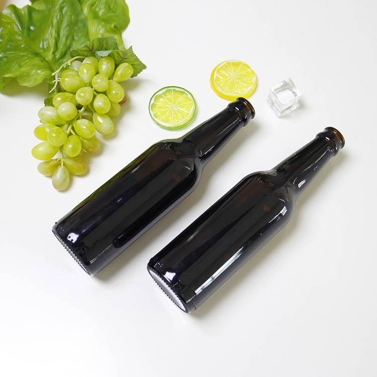 Wholesale Amber Wine Container 330ml Glass Beer Bottle With Crown Lid