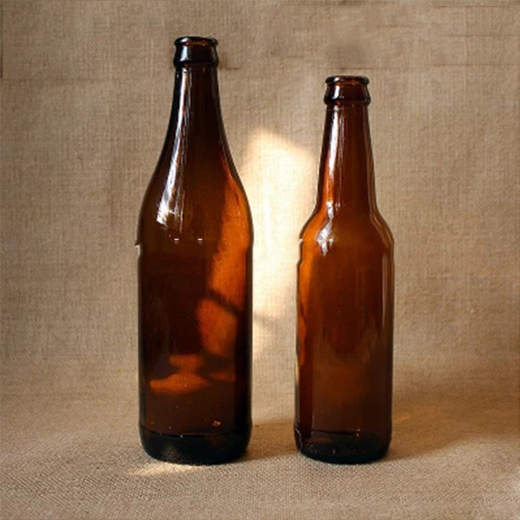 Wholesale Amber Wine Container 330ml Glass Beer Bottle With Crown Lid