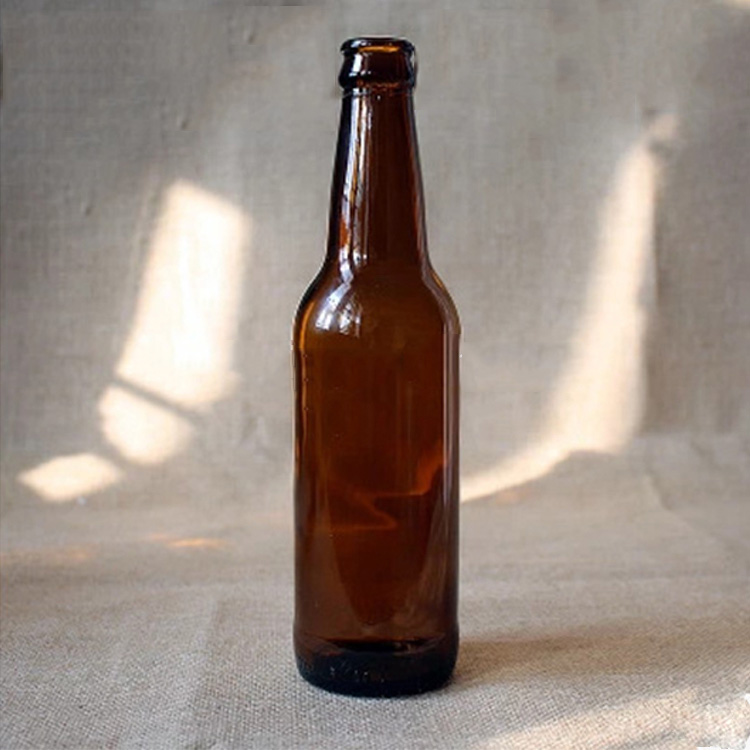 Wholesale Amber Wine Container 330ml Glass Beer Bottle With Crown Lid