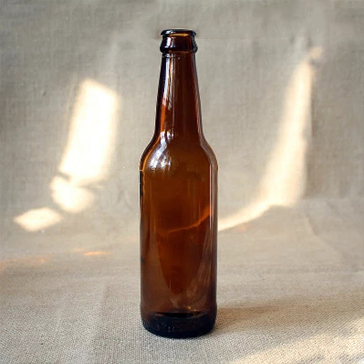 Wholesale Amber Wine Container 330ml Glass Beer Bottle With Crown Lid