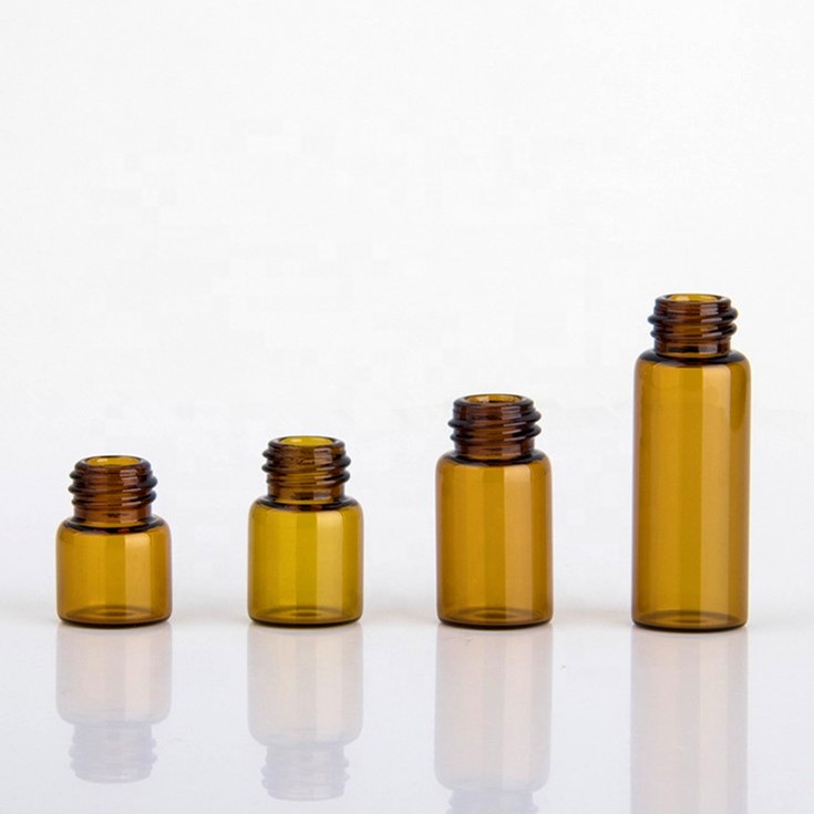 Wholesale Amber essential oil bottles 1ml 2ml 3ml 5ml mini perfume glass small sample bottle