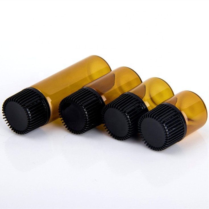 Wholesale Amber essential oil bottles 1ml 2ml 3ml 5ml mini perfume glass small sample bottle