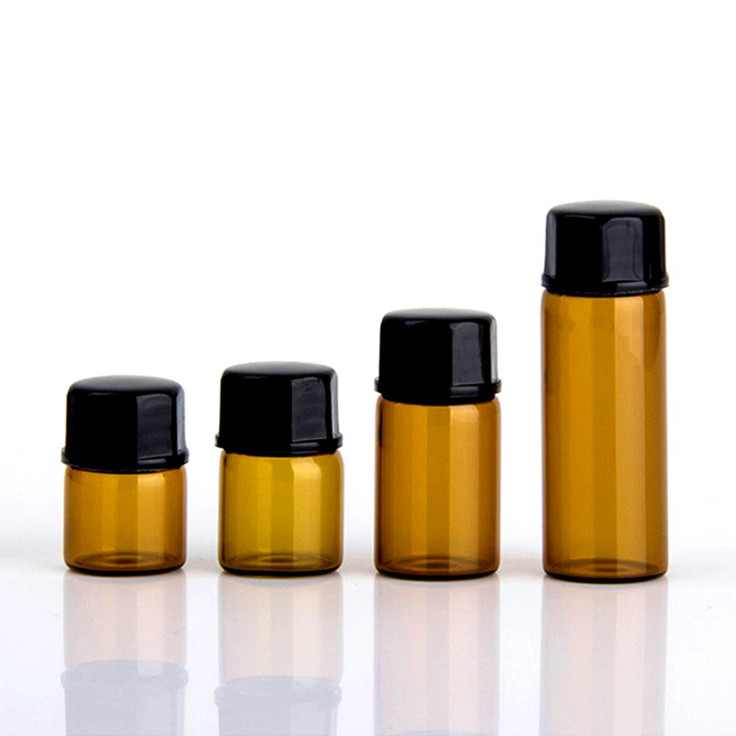 Wholesale Amber essential oil bottles 1ml 2ml 3ml 5ml mini perfume glass small sample bottle