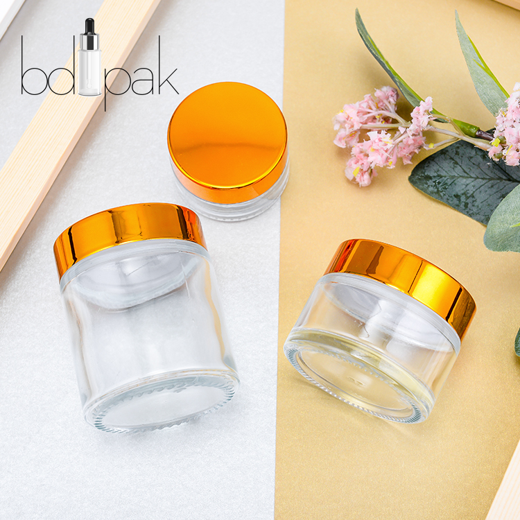 Wholesale BDPAK Empty 5ml 10ml 20ml 30 ml 50ml 100ml Cosmetic Amber Clear Glass Cream Jar For Face Cream Cosmetic